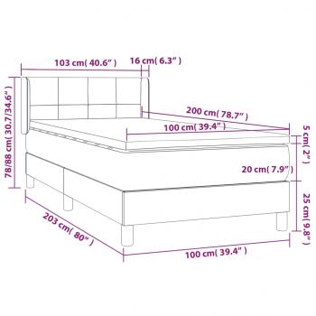 Boxspringbett mit Matratze Blau 100x200 cm Stoff