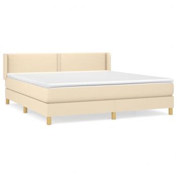 Boxspringbett mit Matratze Creme 180x200 cm Stoff