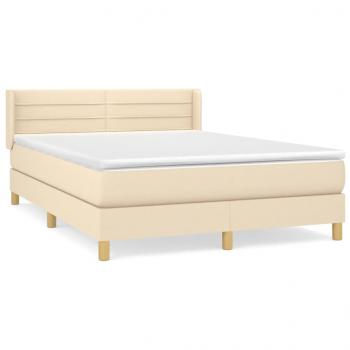 Boxspringbett mit Matratze Creme 140x200 cm Stoff