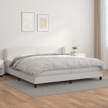 ARDEBO.de - Boxspringbett mit Matratze Weiß 200x200 cm Kunstleder