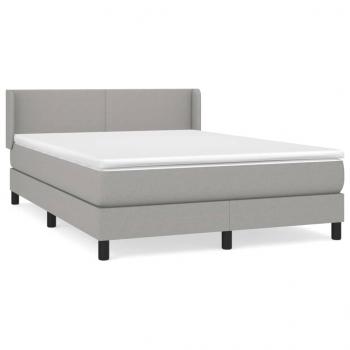 Boxspringbett mit Matratze Hellgrau 140x200 cm Stoff