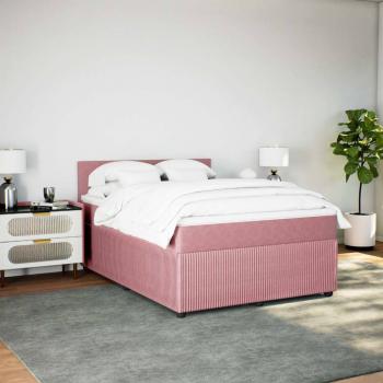 Boxspringbett mit Matratze Rosa 160x200 cm Samt