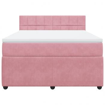 Boxspringbett mit Matratze Rosa 160x200 cm Samt