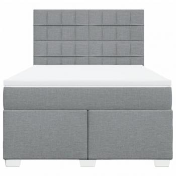 Boxspringbett mit Matratze Hellgrau 160x200 cm Stoff