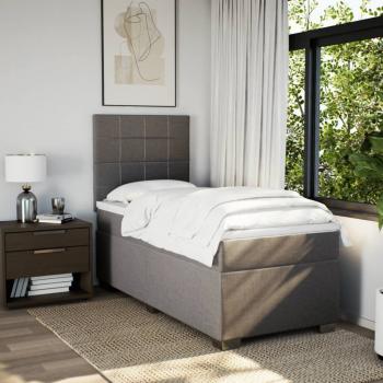 Boxspringbett mit Matratze Taupe 90x200 cm Stoff