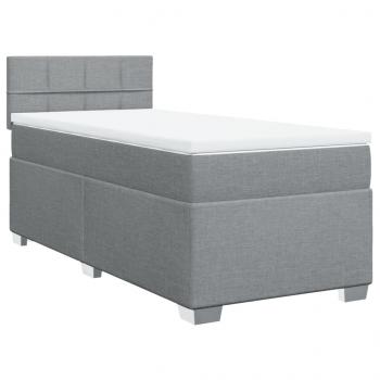 Boxspringbett mit Matratze Hellgrau 90x190 cm Stoff