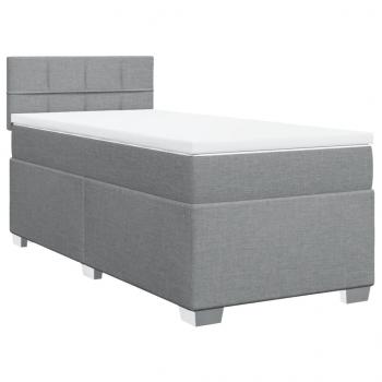 Boxspringbett mit Matratze Hellgrau 90x200 cm Stoff