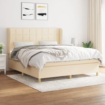 ARDEBO.de - Boxspringbett mit Matratze Creme 180x200 cm Stoff