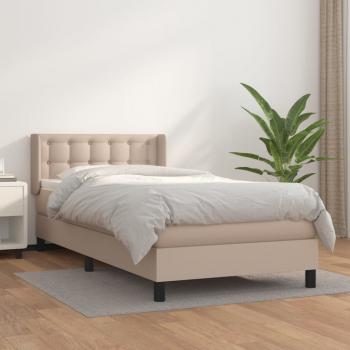 ARDEBO.de - Boxspringbett mit Matratze Cappuccino-Braun 90x190cm Kunstleder