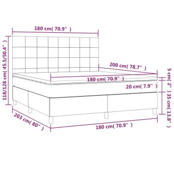 Boxspringbett mit Matratze & LED Dunkelblau 180x200 cm Samt