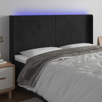 ARDEBO.de - LED Kopfteil Schwarz 163x16x118/128 cm Samt