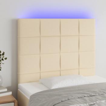 ARDEBO.de - LED Kopfteil Creme 80x5x118/128 cm Stoff