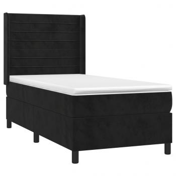 Boxspringbett mit Matratze Schwarz 100x200 cm Samt