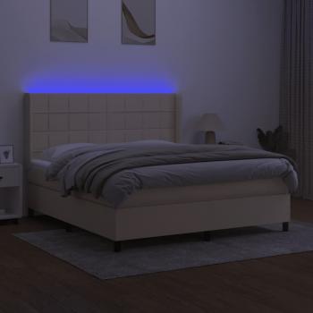 Boxspringbett mit Matratze & LED Creme 180x200 cm Stoff