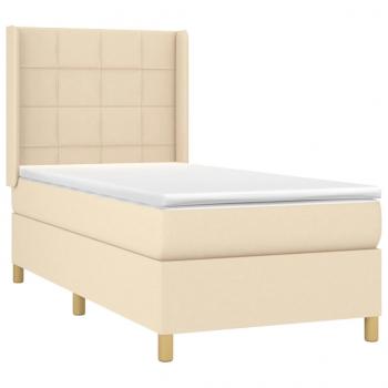 Boxspringbett mit Matratze & LED Creme 90x190 cm Stoff