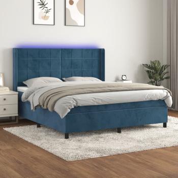 ARDEBO.de - Boxspringbett mit Matratze & LED Dunkelblau 180x200 cm Samt