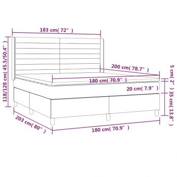 Boxspringbett mit Matratze & LED Schwarz 180x200 cm Samt