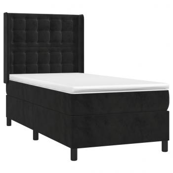 Boxspringbett mit Matratze & LED Schwarz 90x190 cm Samt