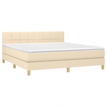 Boxspringbett mit Matratze Creme 180x200 cm Stoff