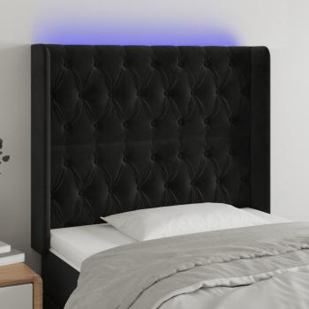 ARDEBO.de - LED Kopfteil Schwarz 103x16x118/128 cm Samt