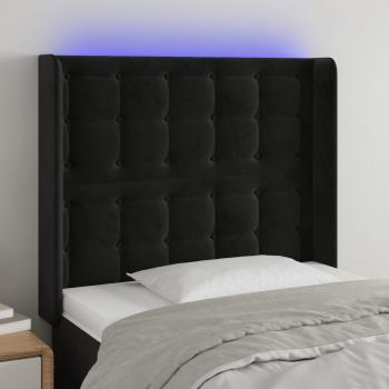 ARDEBO.de - LED Kopfteil Schwarz 103x16x118/128 cm Samt