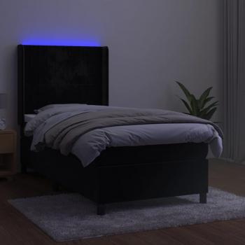 Boxspringbett mit Matratze & LED Schwarz 80x200 cm Samt