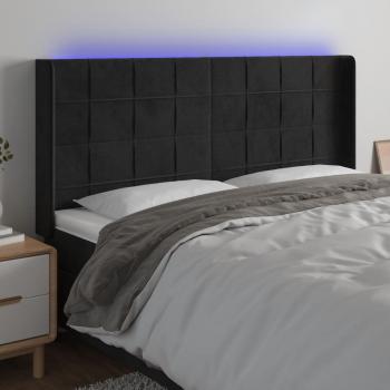 ARDEBO.de - LED Kopfteil Schwarz 203x16x118/128 cm Samt