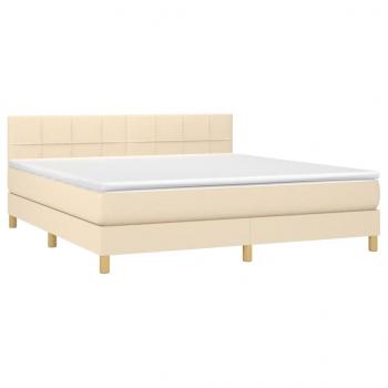 Boxspringbett mit Matratze & LED Creme 160x200 cm Stoff