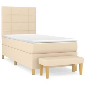 Boxspringbett mit Matratze Creme 90x190 cm Stoff