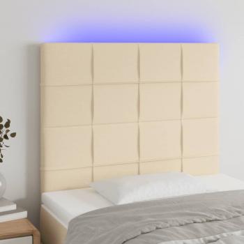 ARDEBO.de - LED Kopfteil Creme 90x5x118/128 cm Stoff