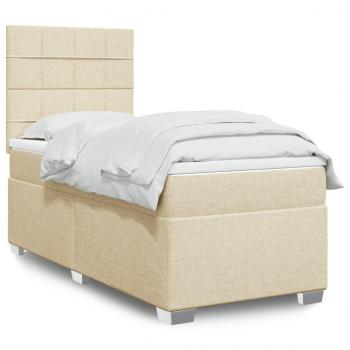 ARDEBO.de - Boxspringbett mit Matratze Creme 90x190 cm Stoff