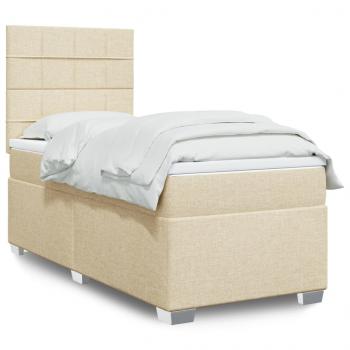 ARDEBO.de - Boxspringbett mit Matratze Creme 90x200 cm Stoff