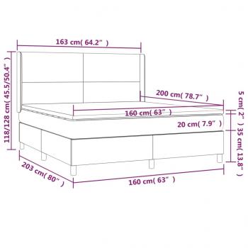 Boxspringbett mit Matratze Schwarz 160x200 cm Samt