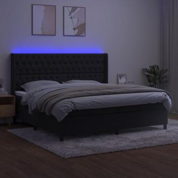 Boxspringbett mit Matratze & LED Schwarz 200x200 cm Samt