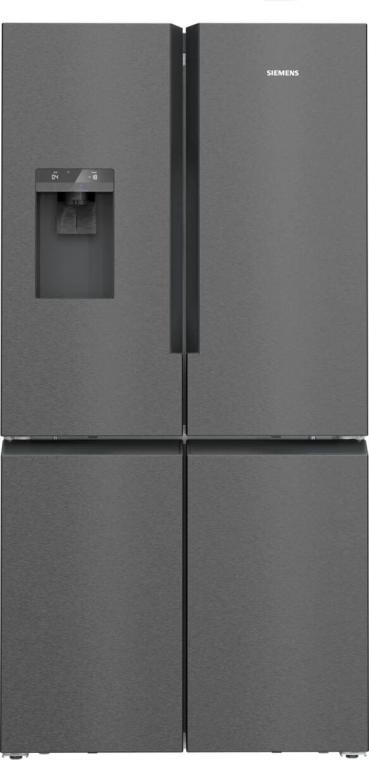 ARDEBO.de Siemens KF96DAXEA iQ500 Stand Kühl-Gefrierkombination, 90,5 cm breit, 574 L, noFrost, Crushed Eis-/ Eiswürfel-/Wasserspender, Festwasseranschluss, gebürsteter schwarzer Stahl AntiFingerprint