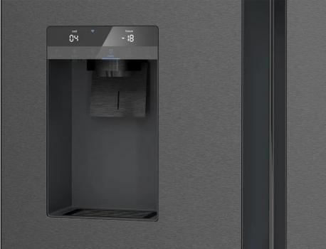 Siemens KF96DAXEA iQ500 Stand Kühl-Gefrierkombination, 90,5 cm breit, 574 L, noFrost, Crushed Eis-/ Eiswürfel-/Wasserspender, Festwasseranschluss, gebürsteter schwarzer Stahl AntiFingerprint