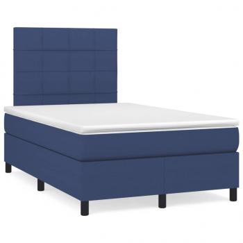 ARDEBO.de - Boxspringbett mit Matratze Blau 120x190 cm Stoff