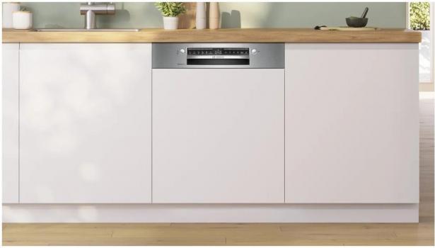 Bosch SMI4ECS28E Serie 4 Teilintegrierter Geschirrspüler, 60 cm breit, 14 maßgedecke, AquaStop, Kindersicherung, Vario Schublade, AquaSensor, HomeConnect, Gebürsteter Stahl