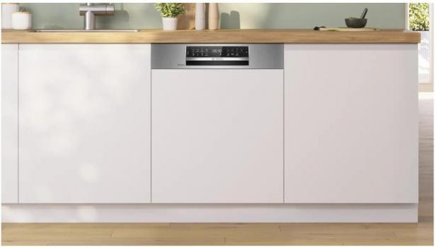 Bosch SMI6YAS04E Serie 6 Teilintegrierter Geschirrspüler, 60 cm breit, 13 Maßgedecke, AquaStop, Eco Silence Drive, Kindersicherung, HomeConnect, Gebürsteter Stahl