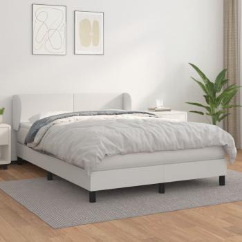 ARDEBO.de - Boxspringbett mit Matratze Weiß 140x190 cm Kunstleder