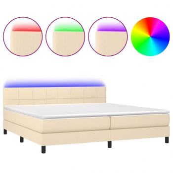 Boxspringbett mit Matratze & LED Creme 200x200 cm Stoff