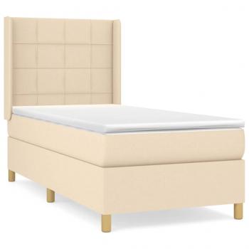 Boxspringbett mit Matratze Creme 100x200 cm Stoff