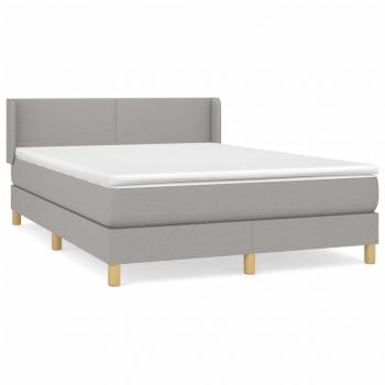 Boxspringbett mit Matratze Hellgrau 140x190 cm Stoff