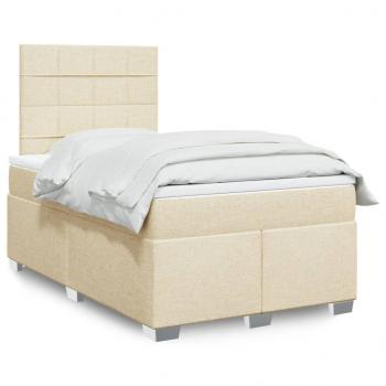 ARDEBO.de - Boxspringbett mit Matratze Creme 120x190 cm Stoff