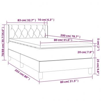 Boxspringbett mit Matratze Blau 80x200 cm Stoff