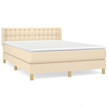 Boxspringbett mit Matratze Creme 140x190 cm Stoff