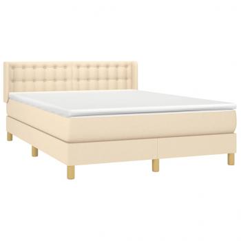 Boxspringbett mit Matratze Creme 140x190 cm Stoff