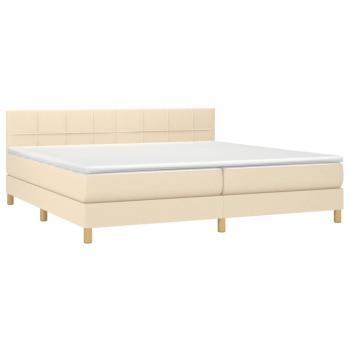 Boxspringbett mit Matratze & LED Creme 200x200 cm Stoff