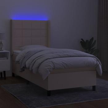 Boxspringbett mit Matratze & LED Creme 100x200 cm Stoff