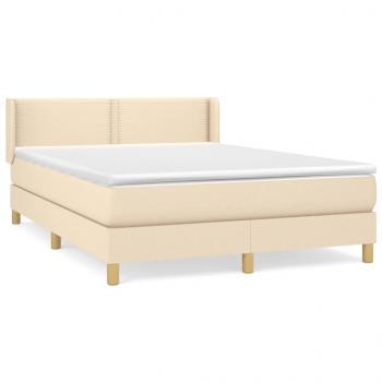 Boxspringbett mit Matratze Creme 140x190 cm Stoff